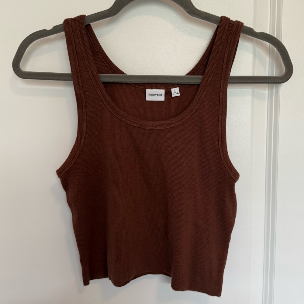 Sunday Best Cropped Tank Top Brown